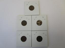Lot of 5 1907 Indian Head Pennies