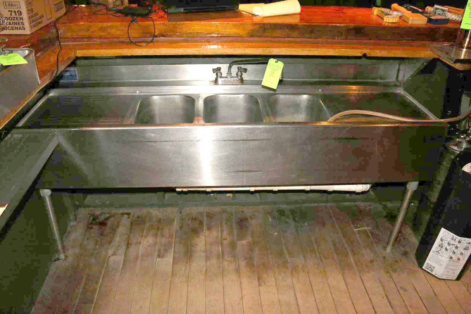 6' 3 Bay SS Bar Sink