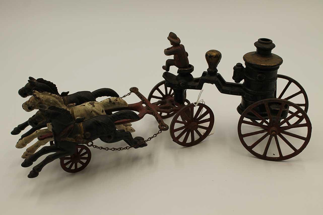 Antique Cast Iron Horse-Drawn Fire Engine
