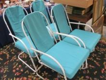 (4) Tubular Steel Spring Patio Chairs