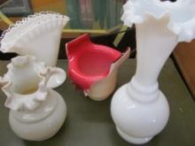 (4) Frilly Vases