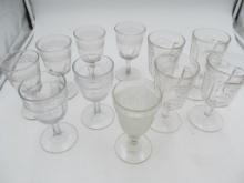 (11) Assorted Pattern Glass 6?+/- Goblets