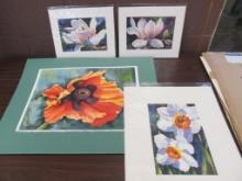 (4) Original Floral Watercolors by Margrit Mason