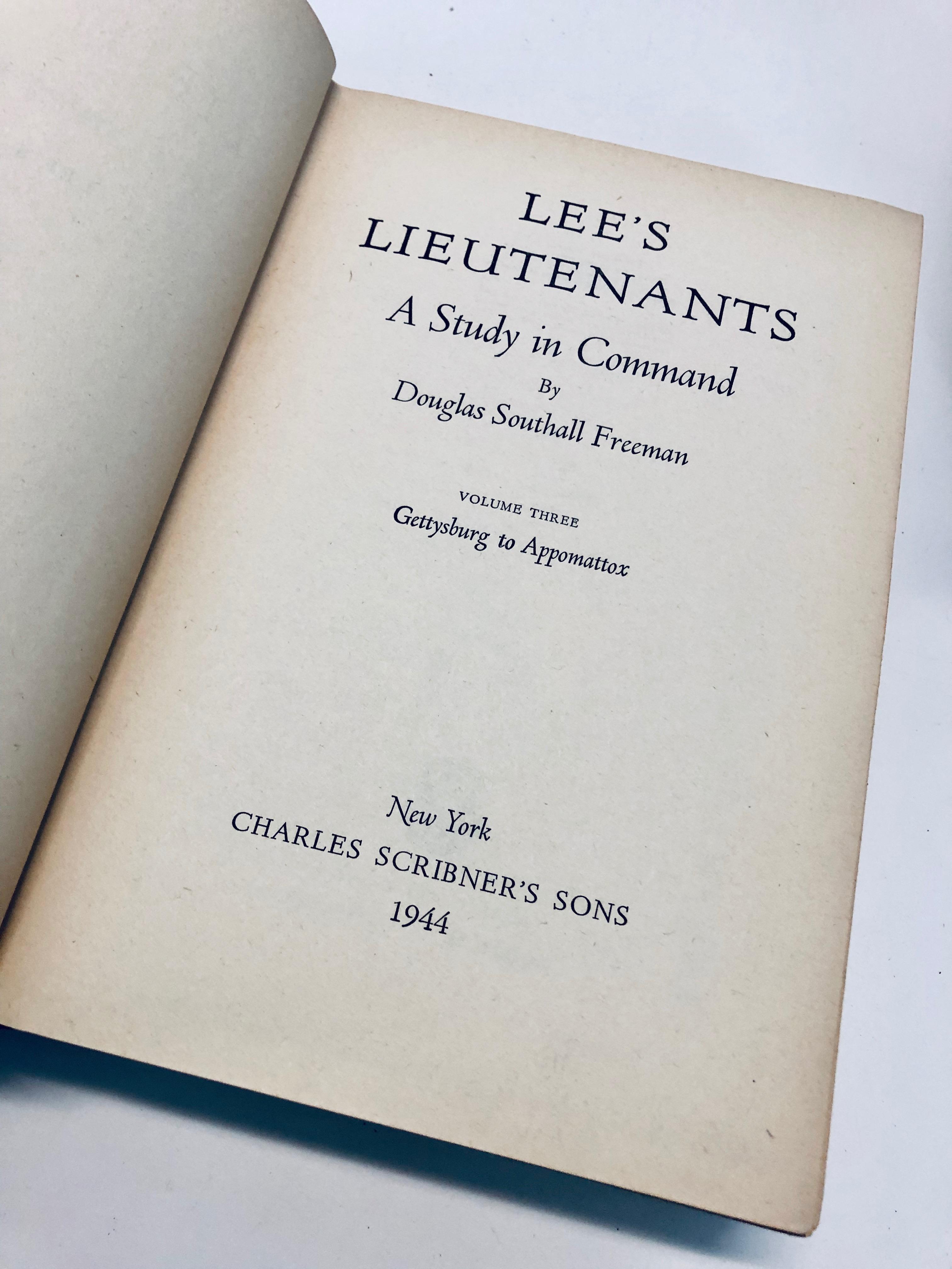 Lee's Lieutenants: A Study in Command THREE VOLUME SET by Douglas Southall Freeman (1944) CIVIL WAR