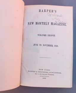 Harper's New Monthly Magazine BOUND (1868) LOOKOUT MOUNTAIN and How We Won It - CIVIL WAR MEMOIR