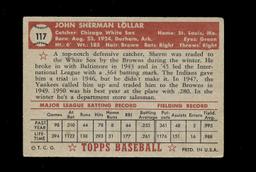 1952 Topps Baseball Card #117 Sherman Loller Chicago White Sox .VG-EX to EX