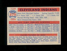 1957 Topps Baseball Card #275 Cleveland Indians Team. EX-MT to NM Condition
