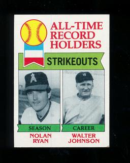 1979 Topps Baseball Card #417 All-Time Strikeout Leaders Nolan Ryan and Wal