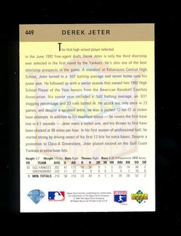 1993 Upper Deck ROOKIE Baseball Card #449 Rookie Derek Jeter New York Yanke