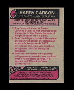 1977 Topps ROOKIE Football Card #146 Rookie Hall of Famer Harry Carson New