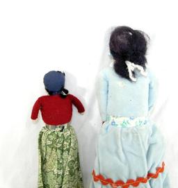 (2) Vintage Handmade Native American Dolls.  7" & 10"