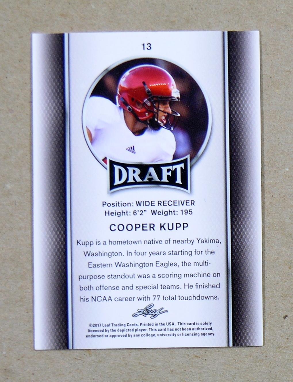 2017 Leaf ROOKIE Football Card #13 Rookie Cooper Kupp Eastern Washington