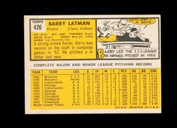 1963 Topps Baseball Card #426 Barry Latman ClevelandIndians