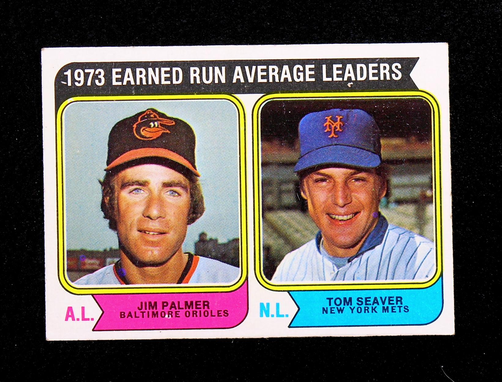 1974 Topps Baseball Card #206 1973 Earned Run Average Leaders: Jim Palmer &