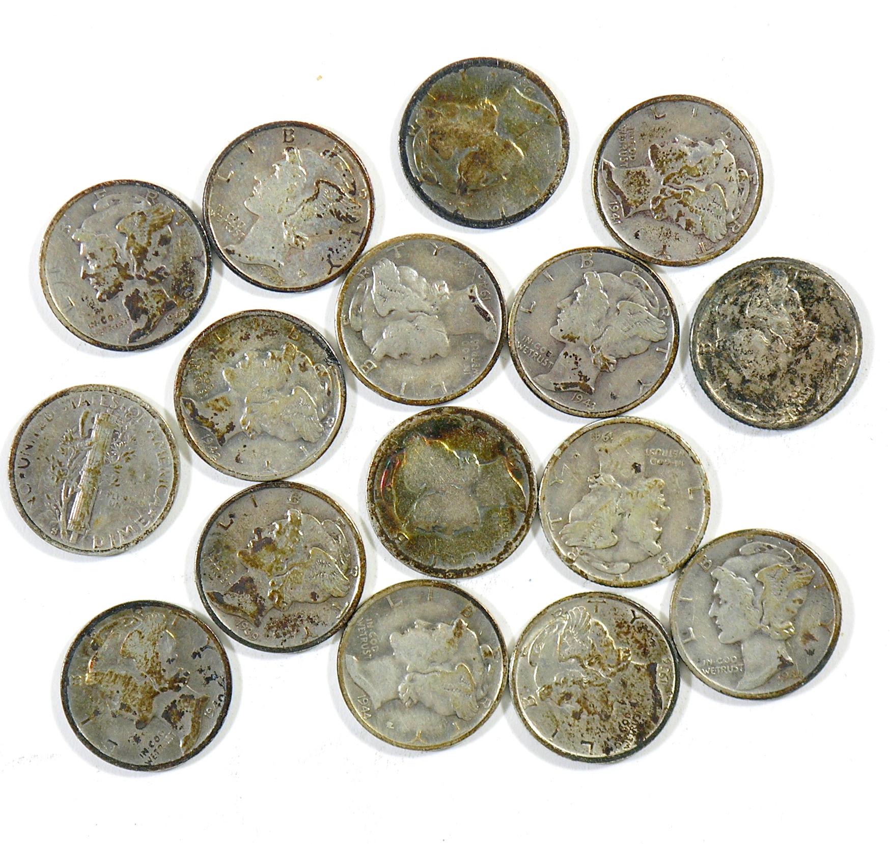 (82) Mercury Dimes in Book & Other