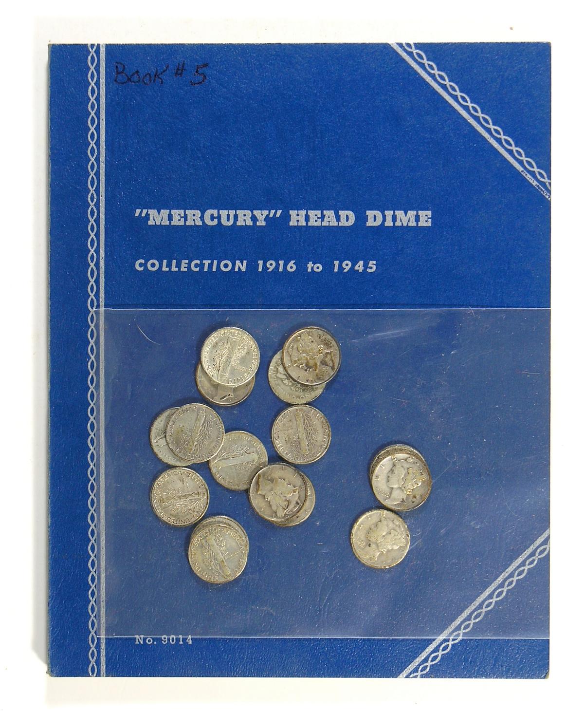 (82) Mercury Dimes in Book & Other