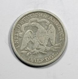 1873 Seated Liberty Silver Half Dollar. (No Arrows, Closed 3)