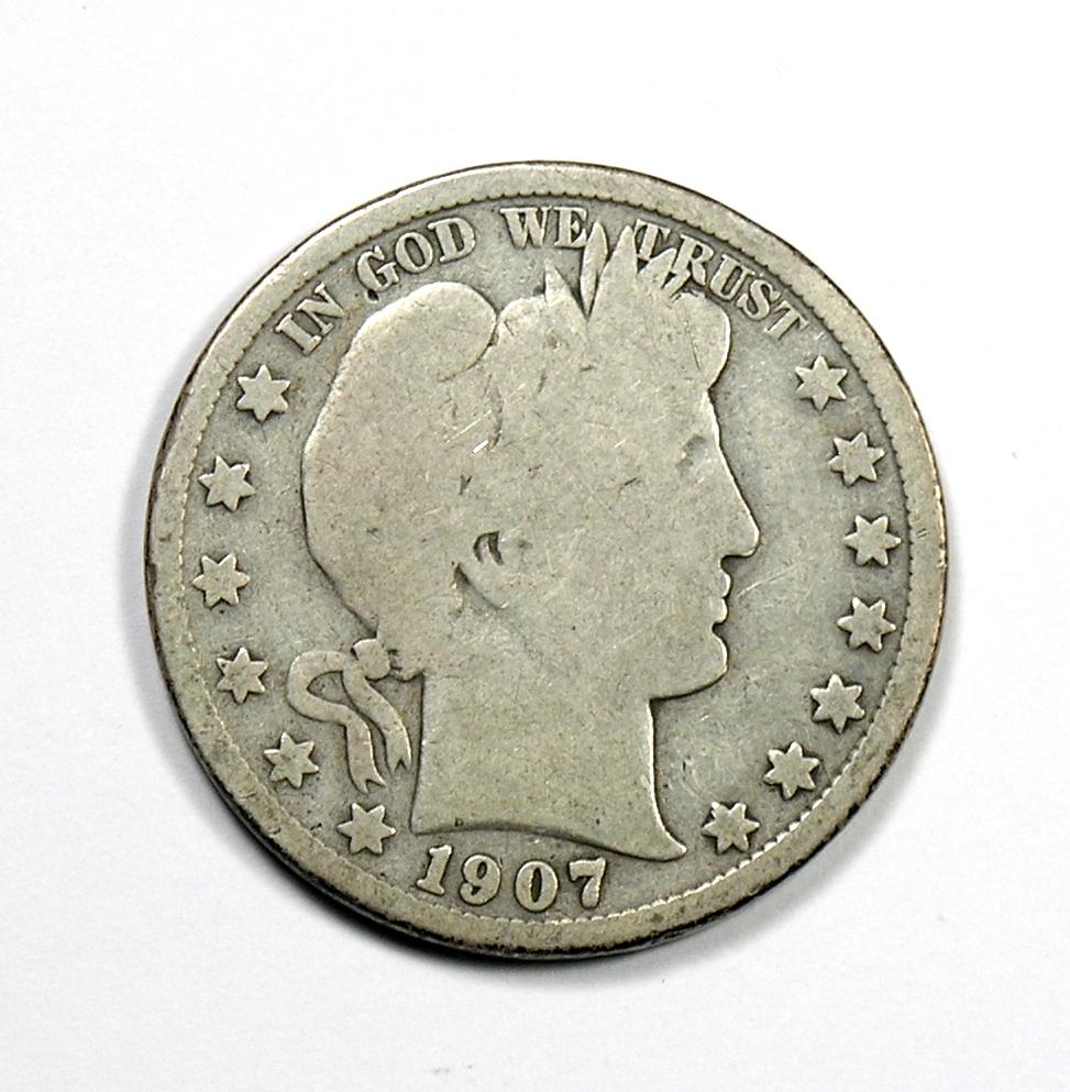 1907-S Barber Silver Half Dollar