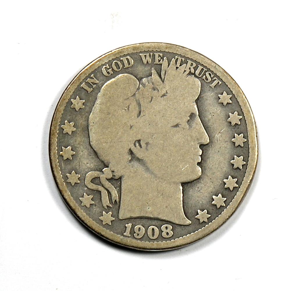 1908-O Barber Silver Half Dollar