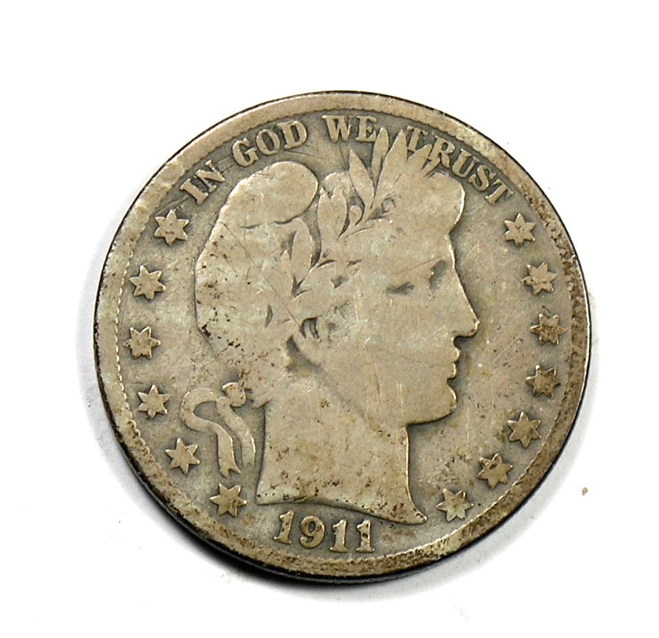 1911-S Barber Silver Half Dollar