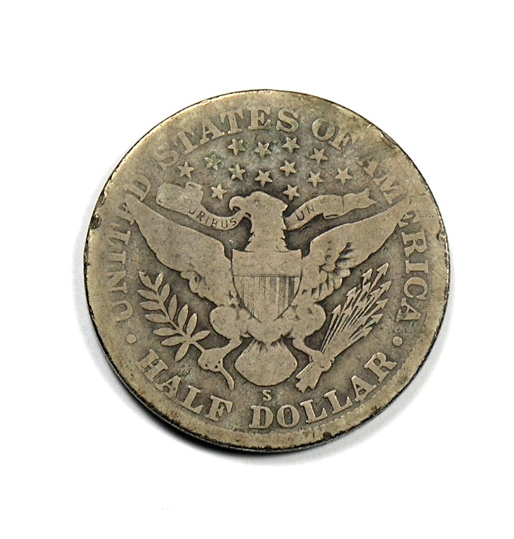 1912-S Barber Silver Half Dollar