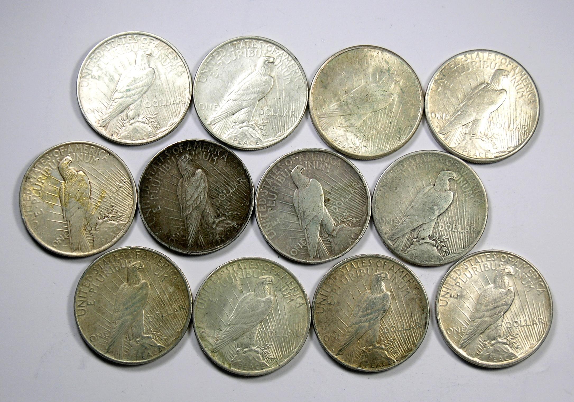 (12) 1922 P-D-S Peace Silver Dollars