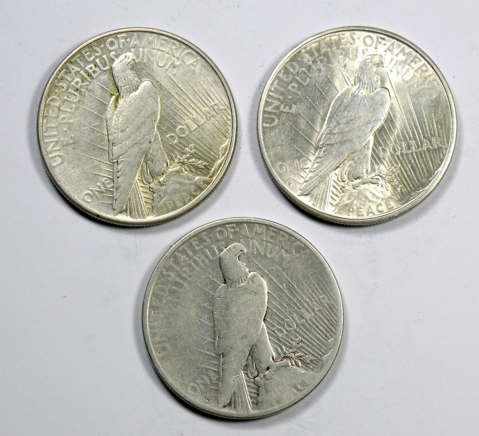 1934 P-D-S Peace Silver Dollars (3Coins)