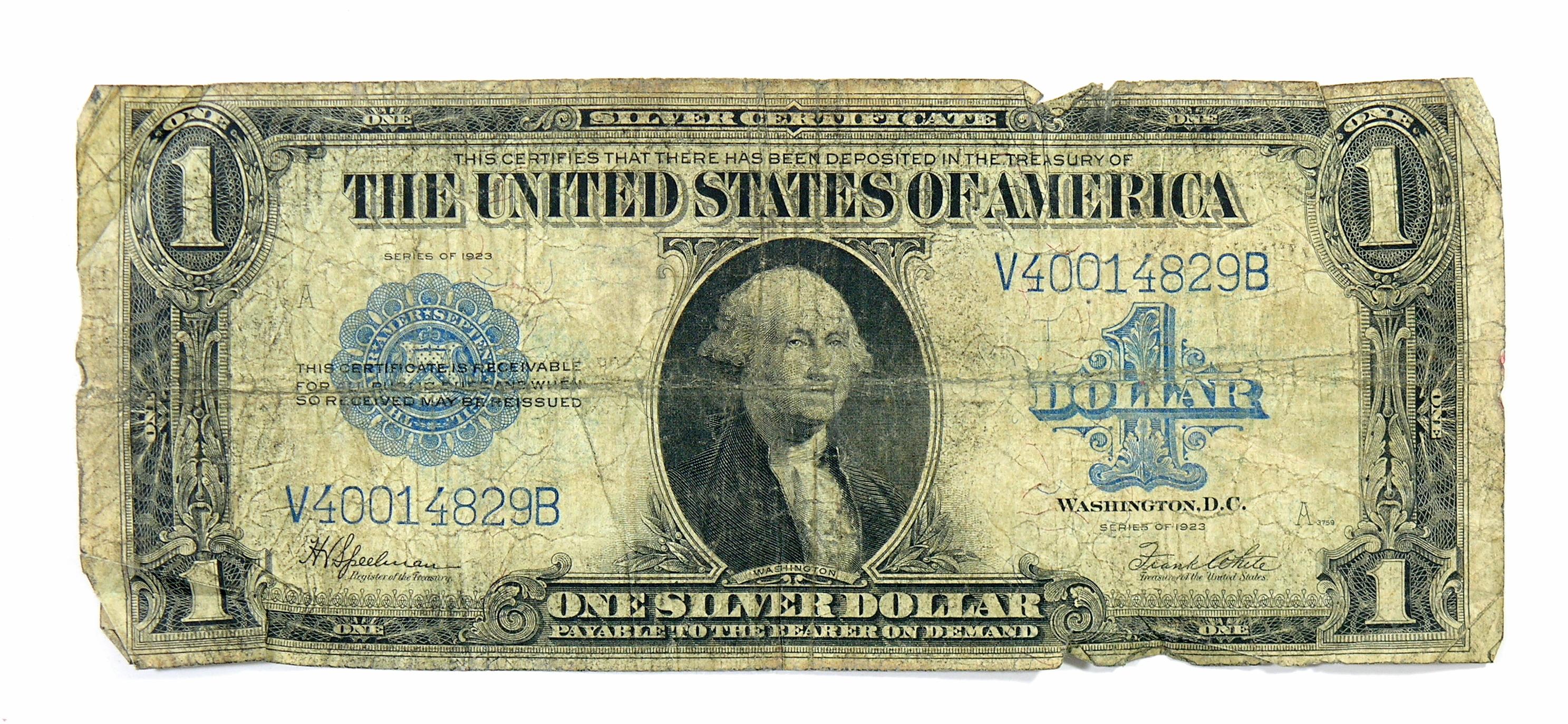 1923 United States $1 Silver Certificate Poor Grade