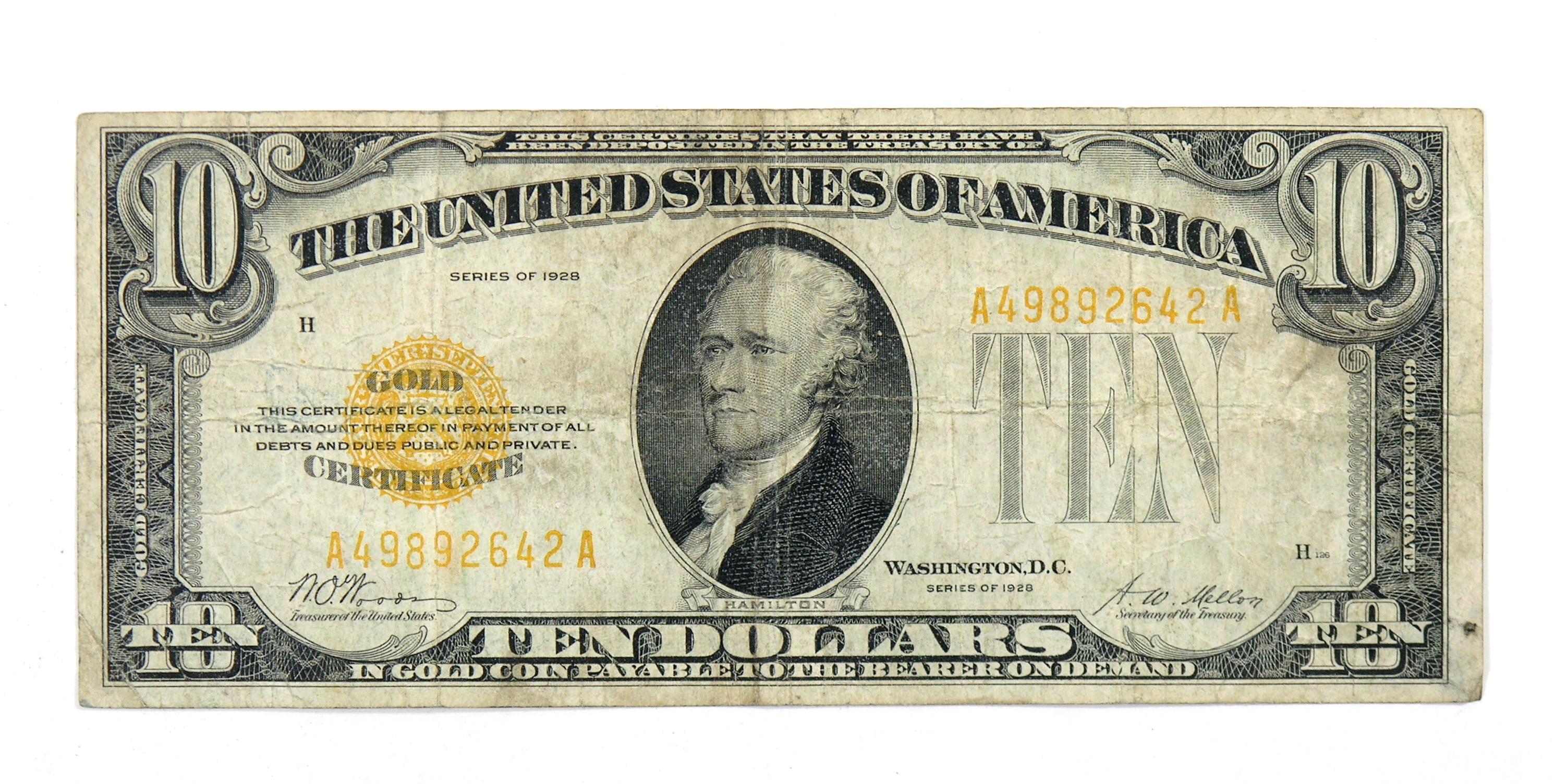 1928 $10 United States "Gold Certificate"