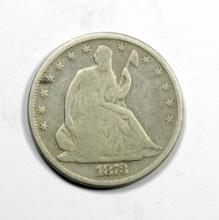 1873 Seated Liberty Silver Half Dollar. (No Arrows, Closed 3)