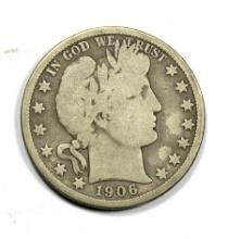 1906-D Barber Silver Half Dollar