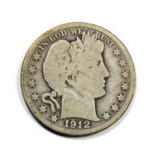 1912-S Barber Silver Half Dollar