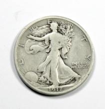 1918-DWalking Liberty Silver Half Dollar