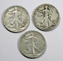 1936 P-D-S Walking Liberty Silver Half Dollars (3 Coins)
