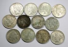 (12) 1922 P-D-S Peace Silver Dollars