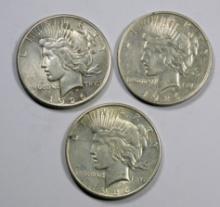 1926 P-D-S Peace Silver Dollars (3 Coins)