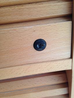 Media Cabinet- rolling locking cabinet- no key (can be ordered for about$10)