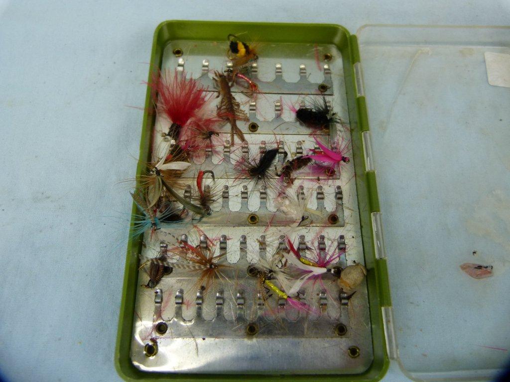 3 Fly reels & 80+ flies in 3 containers