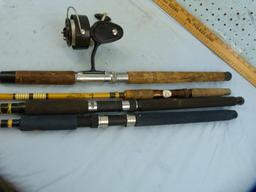 (4) 2-pc fishing rods w/1 reel