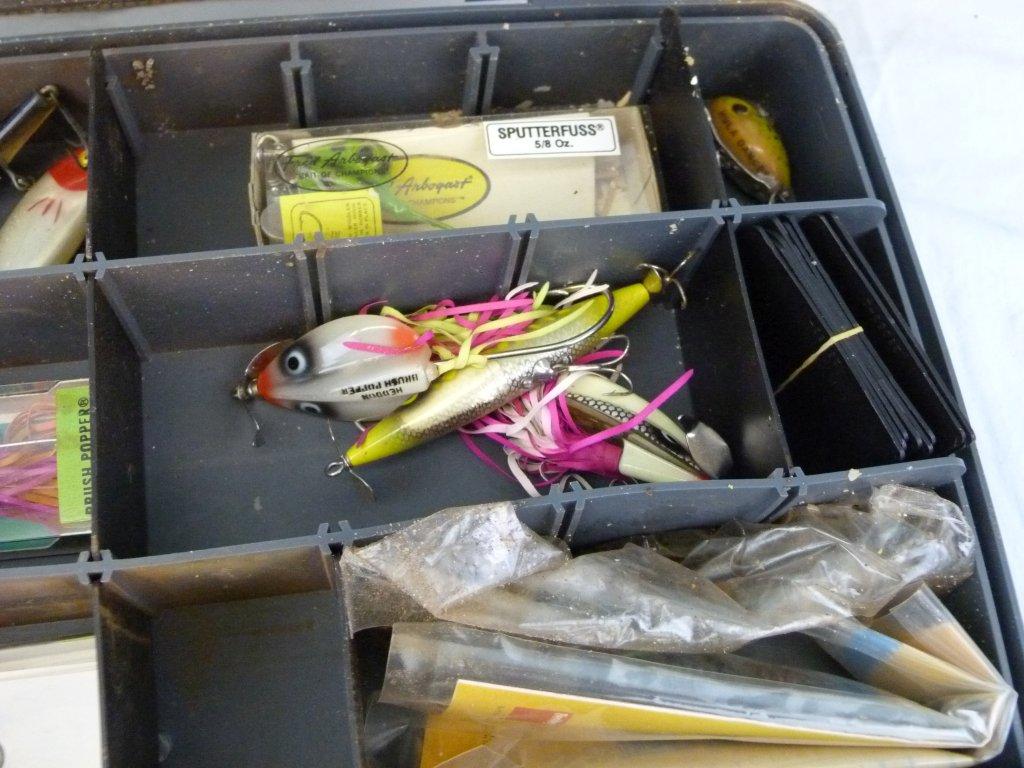 Plano Side by Side tackle box filled with fishing tackle
