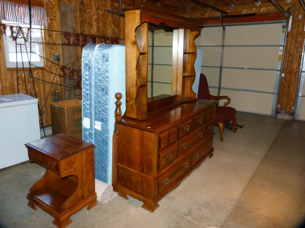 4 piece bedroom set - queen headboard, chest with mirror, highboy, and nightstand