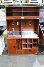 4' BEVERAGE CABINET W/ CUP HOLDER, TRASH RECEPTACLE, & STAINLESS STEEL TRAY SLIDES
