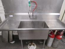 73-INCH 2-COMPARTMENT SINK WITH DRAIN BOARDS