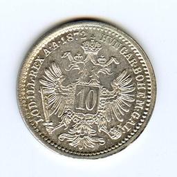 Austria 1872 silver 10 kreuzer choice BU