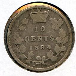 Canada 1894 silver 10 cents G