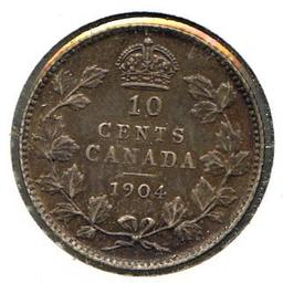Canada 1904 silver 10 cents VF dark tone