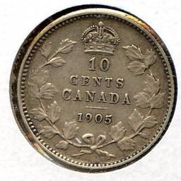 Canada 1905 silver 10 cents F/VF