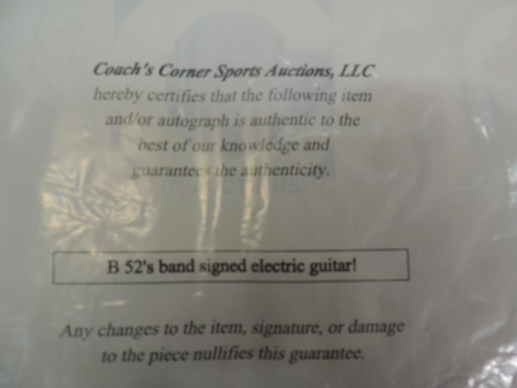 B 52's autographed Laurel electric guitar with case.