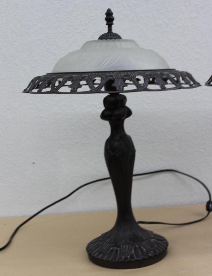 Pair of Metal and Glass Table Lamps