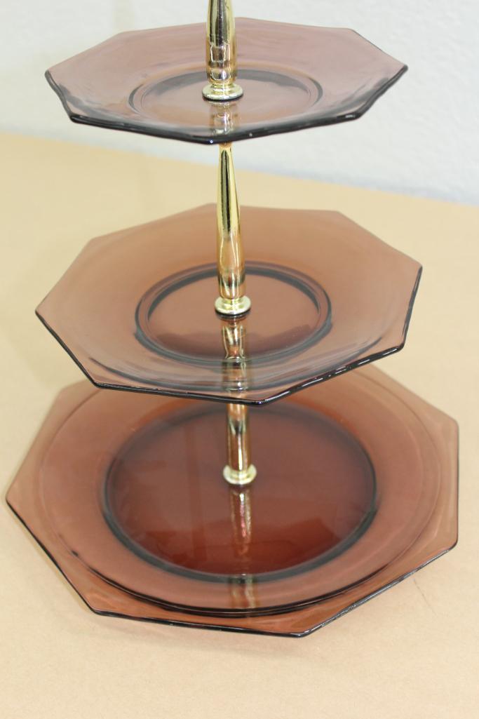 Pair of Excellent Amethyst Glass Tea Cake Pedestal Plates